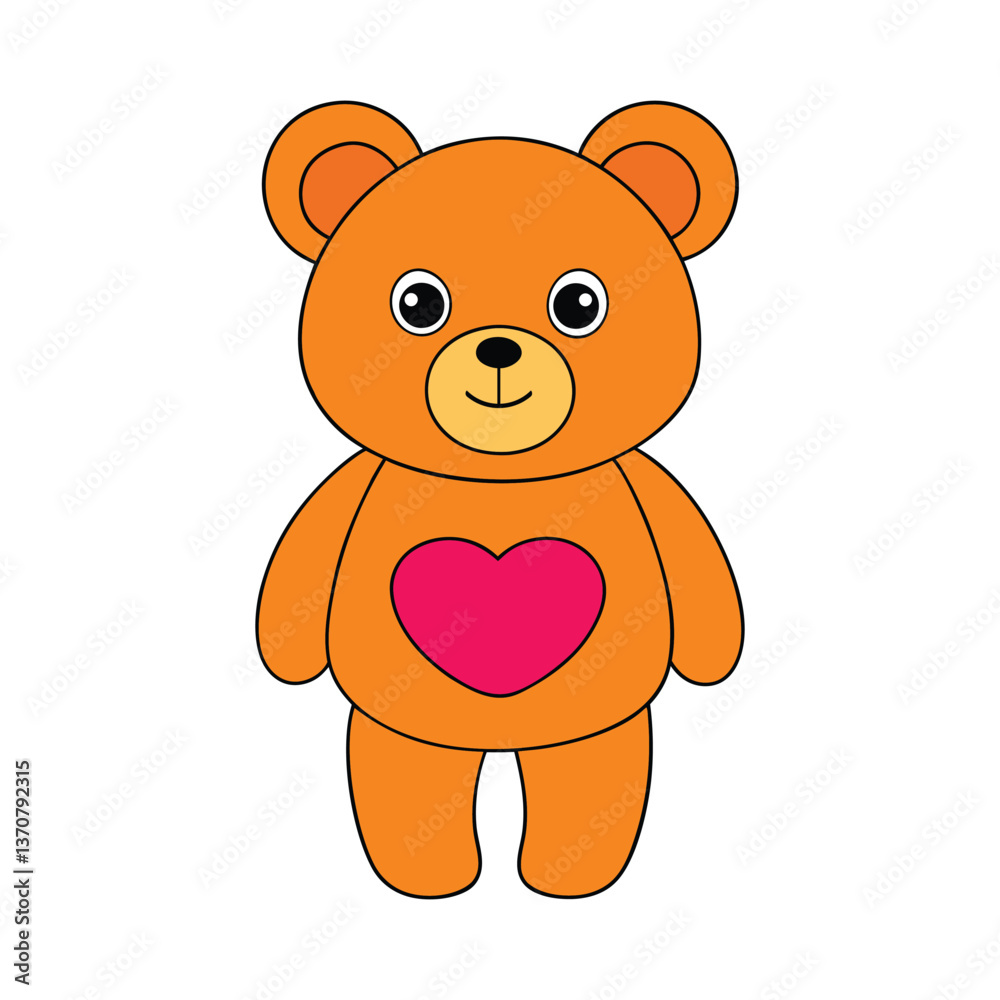 Fototapeta premium Cute cartoon teddy bear with a heart design.