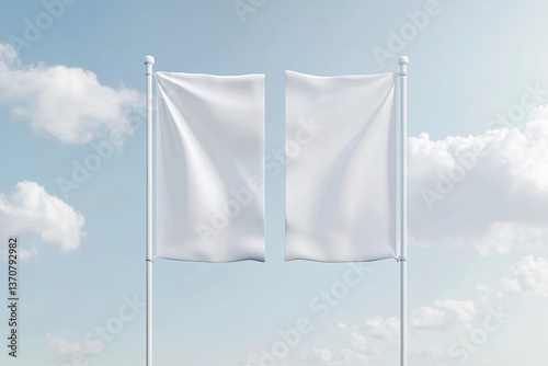 Ultra Quality Image of Pole Double Banner on White Background 3D Rendering Illustration