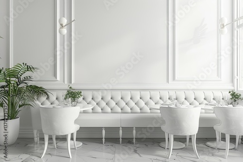 Ultra Quality Picture of Corner of White Restaurant with Sofa and Chairs