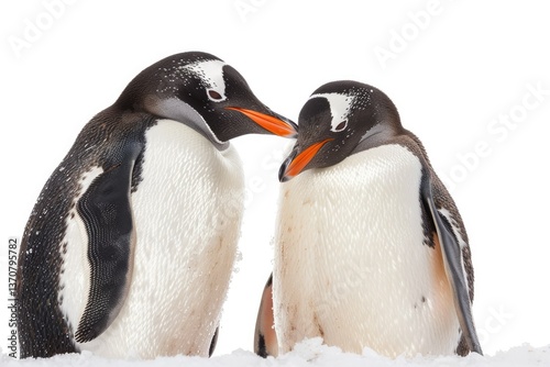 Vibrant Color Visual of Gentoo Penguins Isolated on White Background