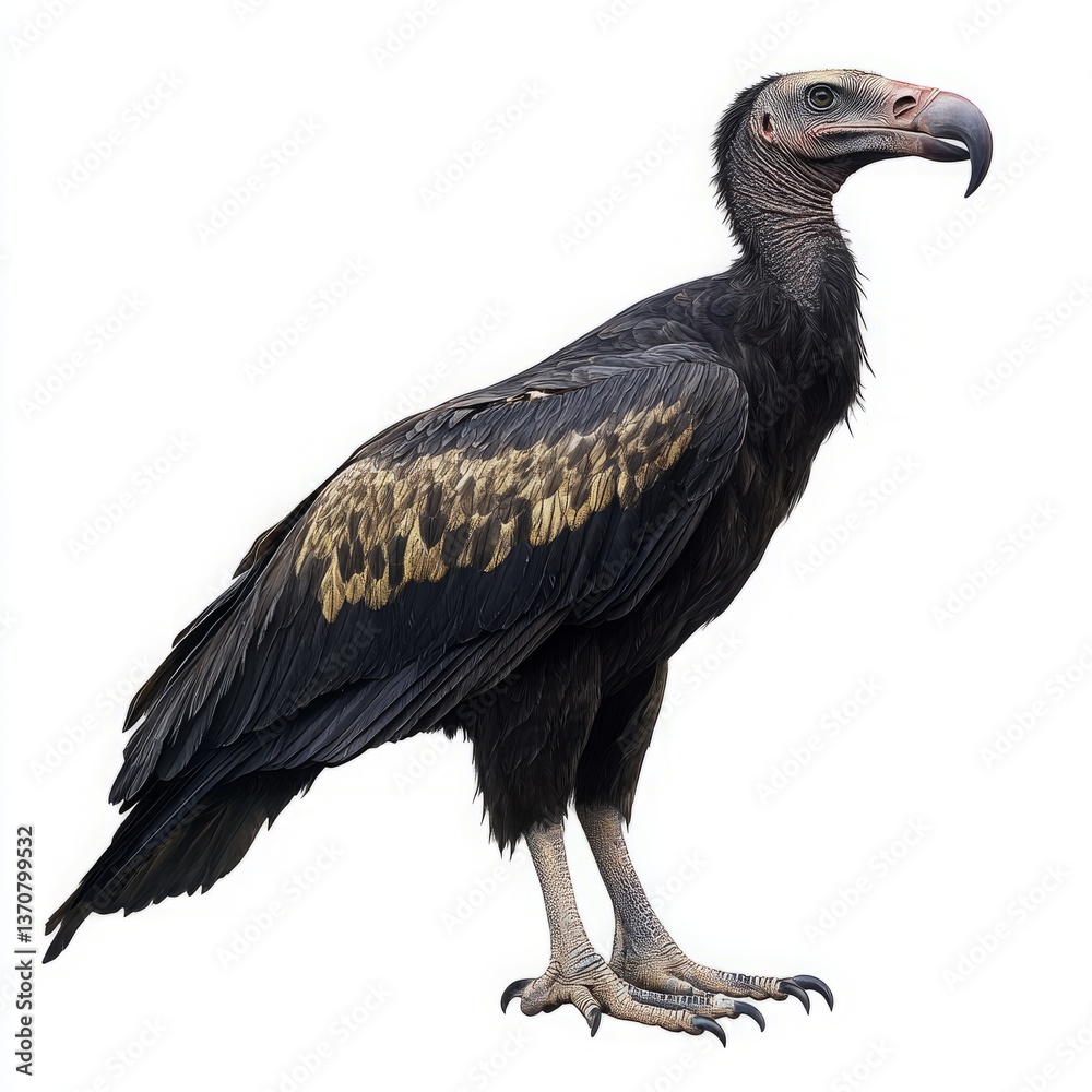 Majestic Vulture with Distinctive Dark Feathers and Hooked Beak – Ideal Stock Image for Wildlife and Ecosystem Themes Majestic Vulture with Distinctive Dark Feathers and Hooked Beak – Ideal Stock Image for Wildlife and Ecosystem Themes