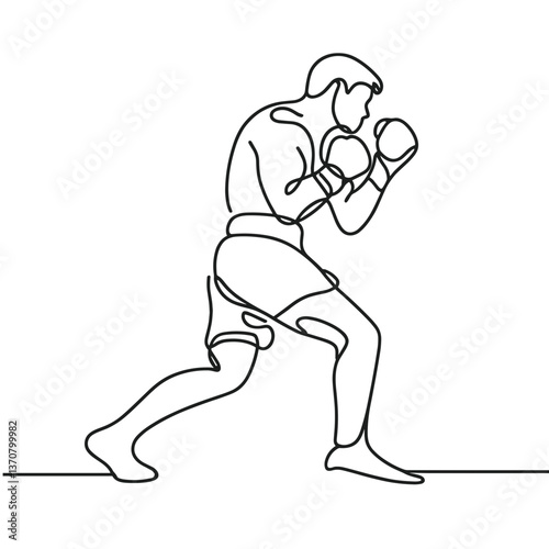 Boxer in Action Line Drawing of Fighter in Motion  