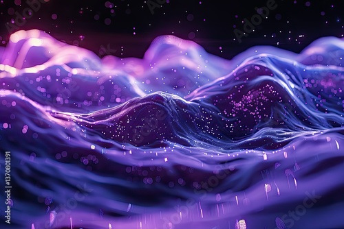 High Detail Image of Wavy Liquid Background Beautiful Wave with Glowing Particles
