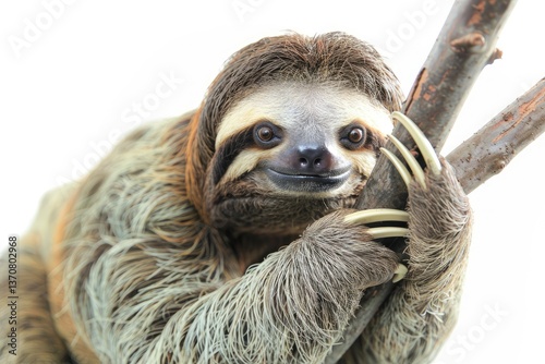 Sharp Picture of a Sloth Holding on a Branch of a Tree