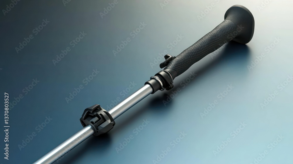 A sleek, adjustable walking stick with an ergonomic grip. Mobility aid. A sleek, adjustable walking stick with an ergonomic grip. Mobility aid.
