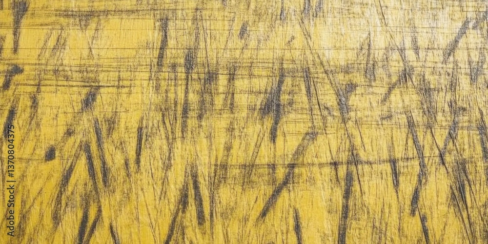 Fototapeta premium Aged Yellow Fiberglass Sheet - A worn and textured yellow fiberglass board with visible fibers and imperfections, offering a vintage, industrial look for soundproofing or insulation themes.