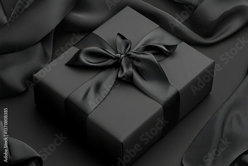 Vibrant Image of Big Black Gift Box with Ribbon