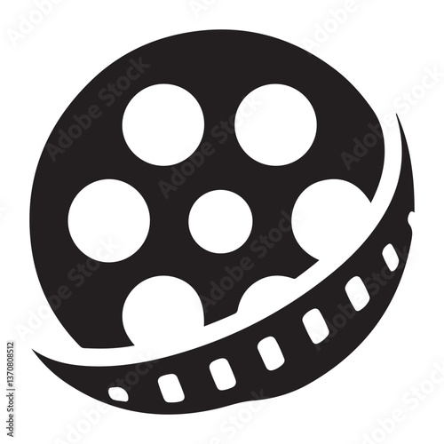 Movie film reel vector graphic cinema industry and entertainment artwork