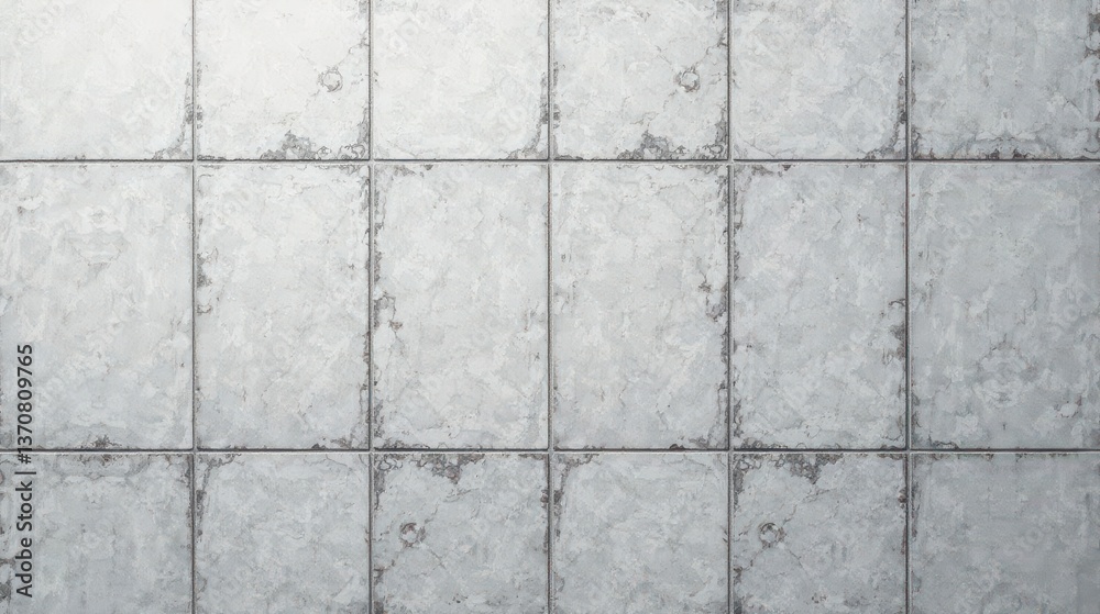 Fototapeta premium A Seamless Texture of Light Gray Square Tiles with Subtle Distressed Edges and a Slightly Uneven Surface, Ideal for Backgrounds and Design Projects