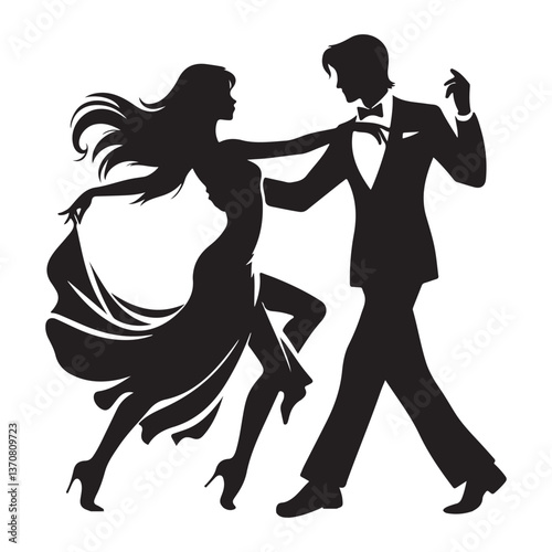 Elegant Tango Dancing Couple Silhouette for Passionate Event Designs