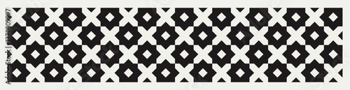 Seamless black and white mid century modern geometric pattern for banners, backgrounds, fabric design, home decor.