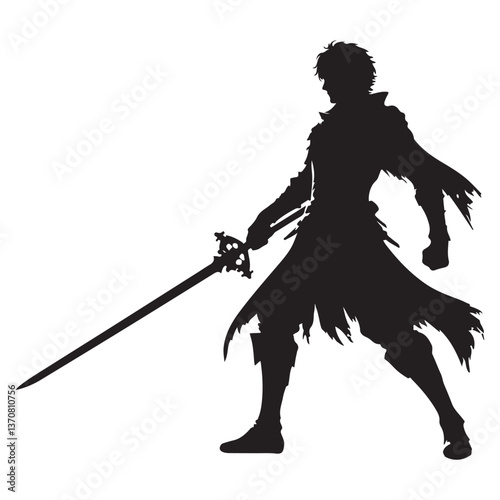Silhouette Swordsman Illustration Perfect For Fantasy Game Design