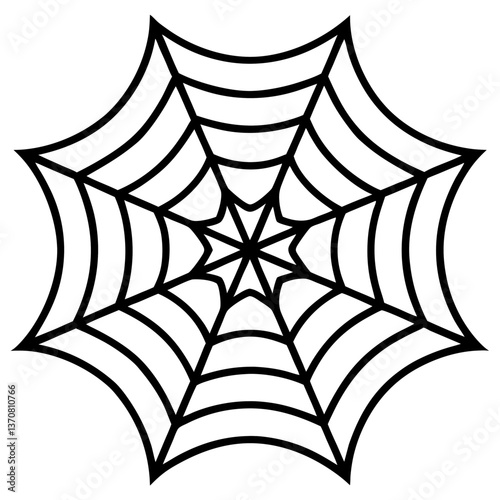 an intricate web spun silhouette line art vector illustration