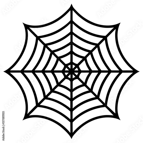 an intricate web spun silhouette line art vector illustration