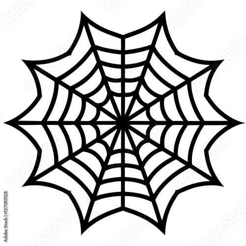 an intricate web spun silhouette line art vector illustration