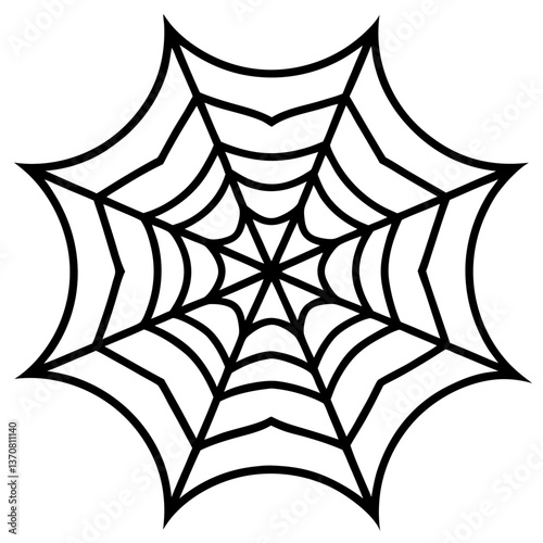an intricate web spun silhouette line art vector illustration