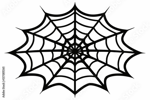 an intricate web spun silhouette line art vector illustration