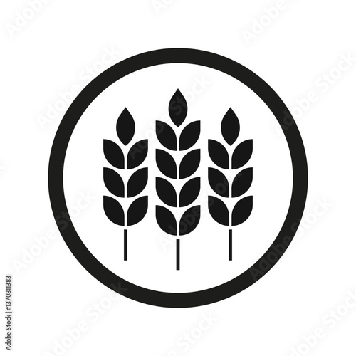 Wheat icon. Silhouette wheats isolated on white background. Spikelet grain. Malts spike. Malt beer. Barley or corn for flour print design. Cereal ear. Seed millets. Oat farming. Vector illustration
