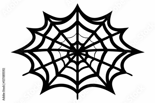 an intricate web spun silhouette line art vector illustration