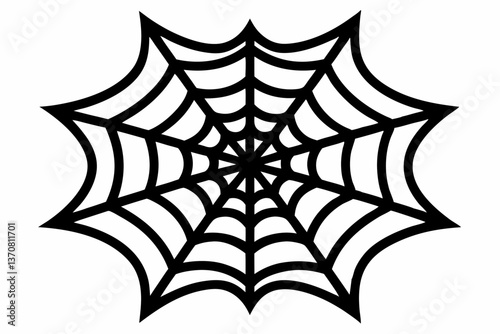 an intricate web spun silhouette line art vector illustration