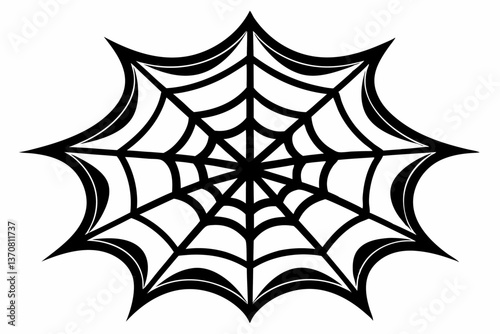 an intricate web spun silhouette line art vector illustration