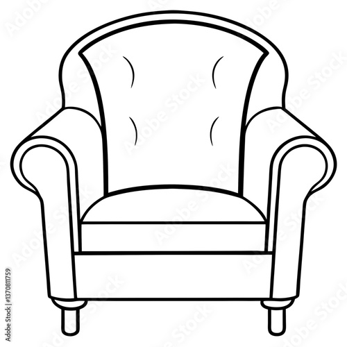 armchair silhouette line art vector illustration