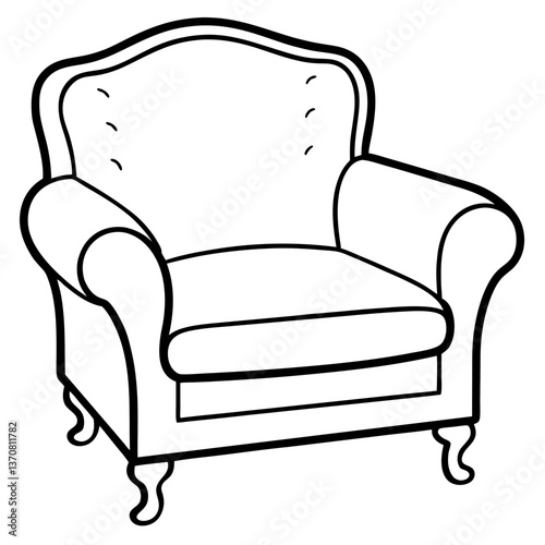 armchair silhouette line art vector illustration
