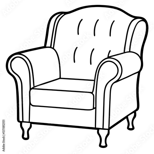 armchair silhouette line art vector illustration