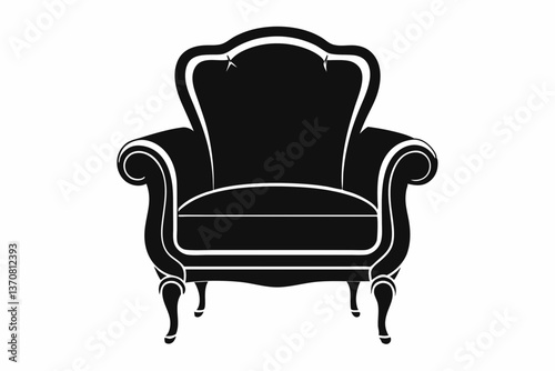 armchair silhouette line art vector illustration