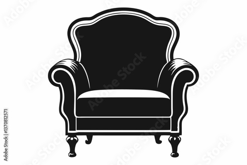 armchair silhouette line art vector illustration