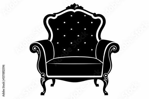 armchair silhouette line art vector illustration