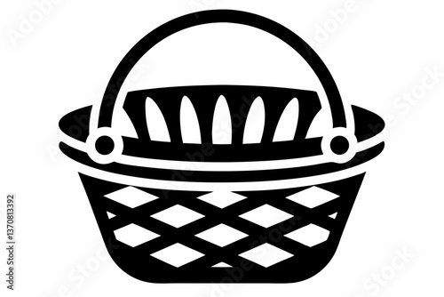 basket silhouette line art vector illustration