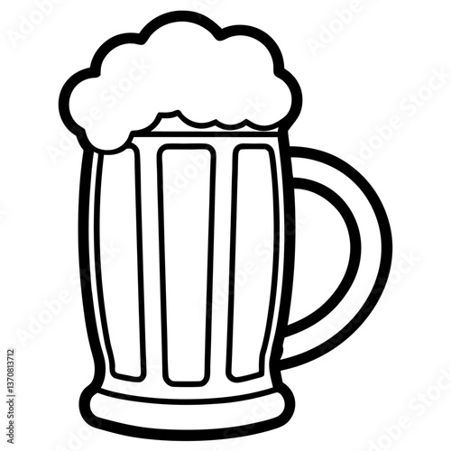 bier krug silhouette line art vector illustration
