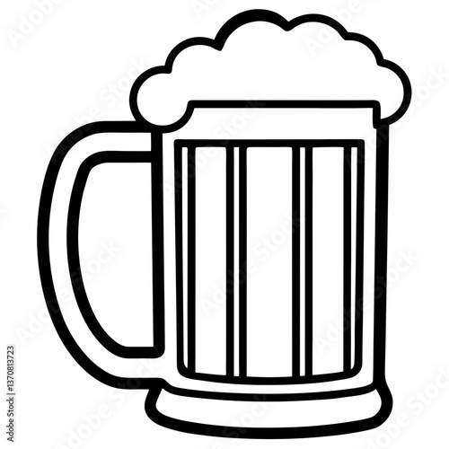 bier krug silhouette line art vector illustration