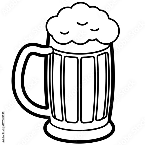 bier krug silhouette line art vector illustration