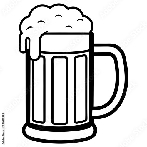 bier krug silhouette line art vector illustration