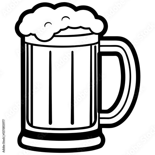 bier krug silhouette line art vector illustration
