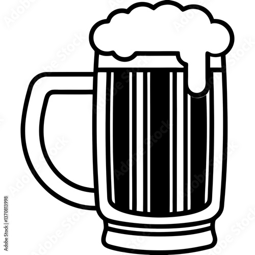 bier krug silhouette line art vector illustration