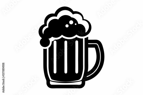 bier krug silhouette line art vector illustration