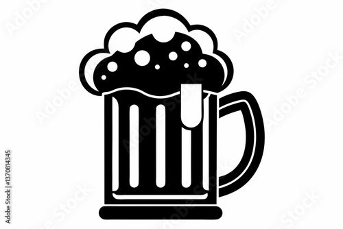 bier krug silhouette line art vector illustration