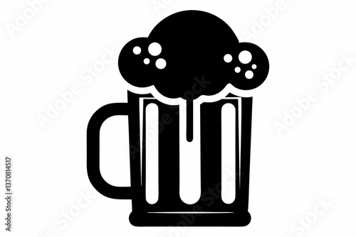 bier krug silhouette line art vector illustration
