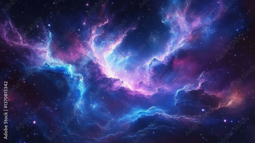 Fototapeta premium Vibrant Cosmic Nebula with Swirling Colors and Celestial Patterns