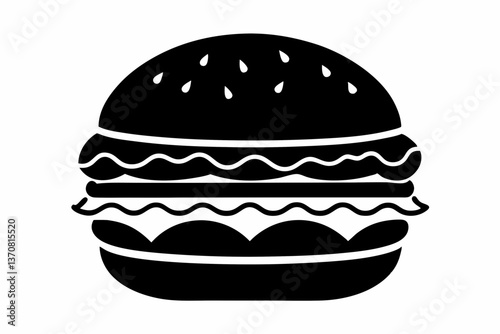 burger silhouette line art vector illustration