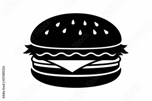 burger silhouette line art vector illustration