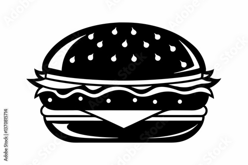 burger silhouette line art vector illustration