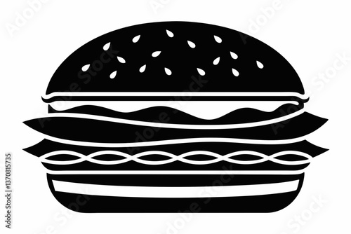 burger silhouette line art vector illustration