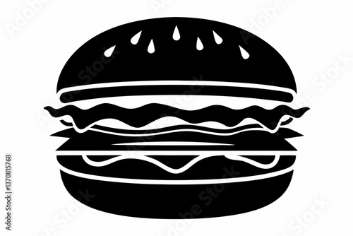 burger silhouette line art vector illustration