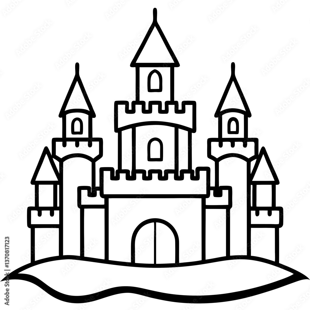 castle silhouette line art vector illustration castle silhouette line art vector illustration
