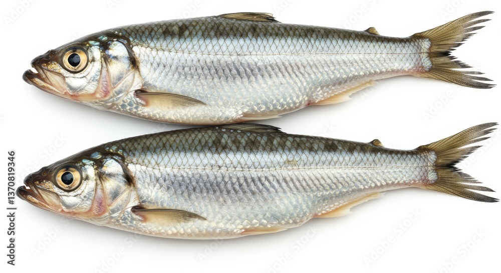Two Gizzard Shad Fish on White Background - Fresh, raw gizzard shad, ready to cook, healthy protein, aquatic life, seafood. Two Gizzard Shad Fish on White Background - Fresh, raw gizzard shad, ready to cook, healthy protein, aquatic life, seafood.