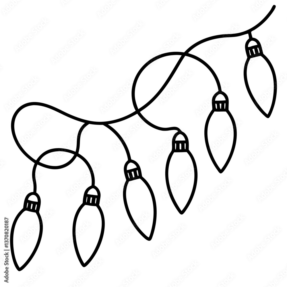 Obraz premium christmas lights silhouette line art vector illustration